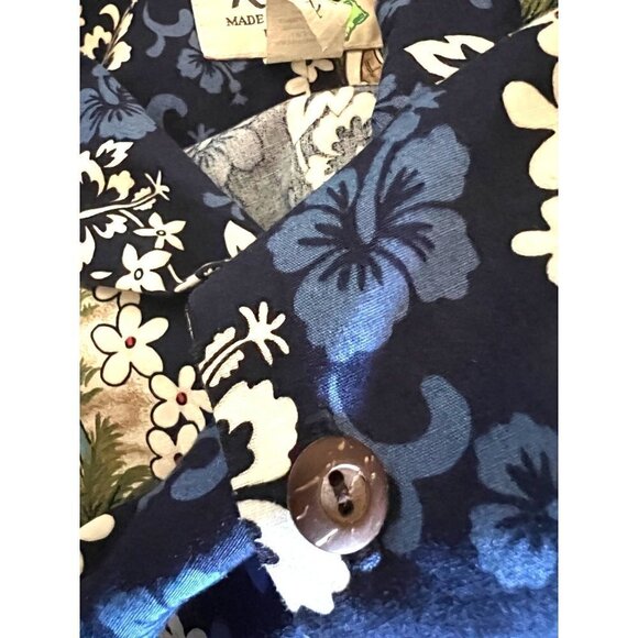 KYs Vintage Blue Floral Hawaiian Aloha Button Front Shirt 2XL Pocket Surfboards - Picture 6 of 7